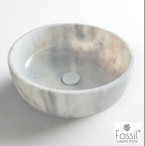 Νιπτήρας Μαρμάρινος Thalo Φ33 h.12.5 Fossil Carrara Nuovo - Image 3