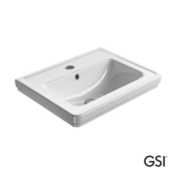 Νιπτήρας Πορσελάνης Classic 60x46 (1 οπή+2 προχ.) GSI White - Image 3